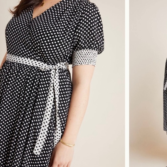 Maeve Anthropologie Breanna Polka Dot Wrap Dress NWT - Picture 3 of 11